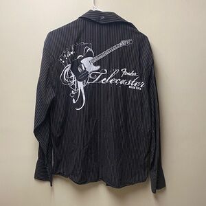 Fender Black Shirt with White Stripes